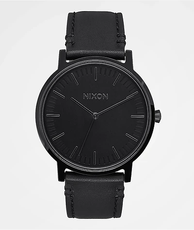 Nixon Porter Leather All Black Analog Watch