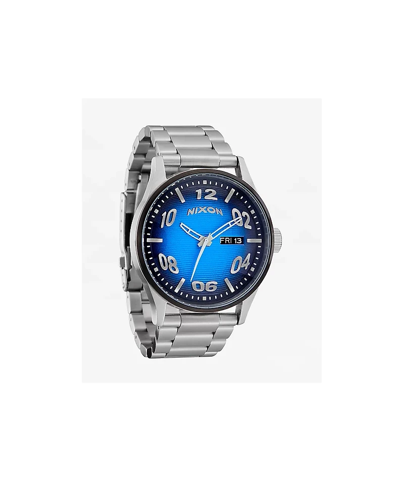Nixon Sentry Fisheye Silver & Polar Blue Analog Watch