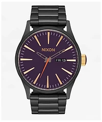Nixon Sentry Gunmetal & Blackberry Analog Watch