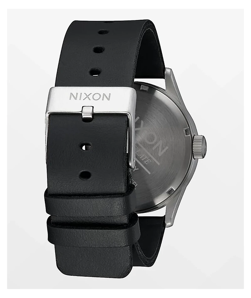 Nixon Sentry Leather All-Silver & Black Analog Watch