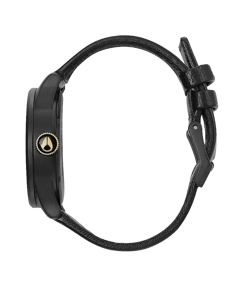 Nixon Sentry Leather Matte Black & Gold Watch
