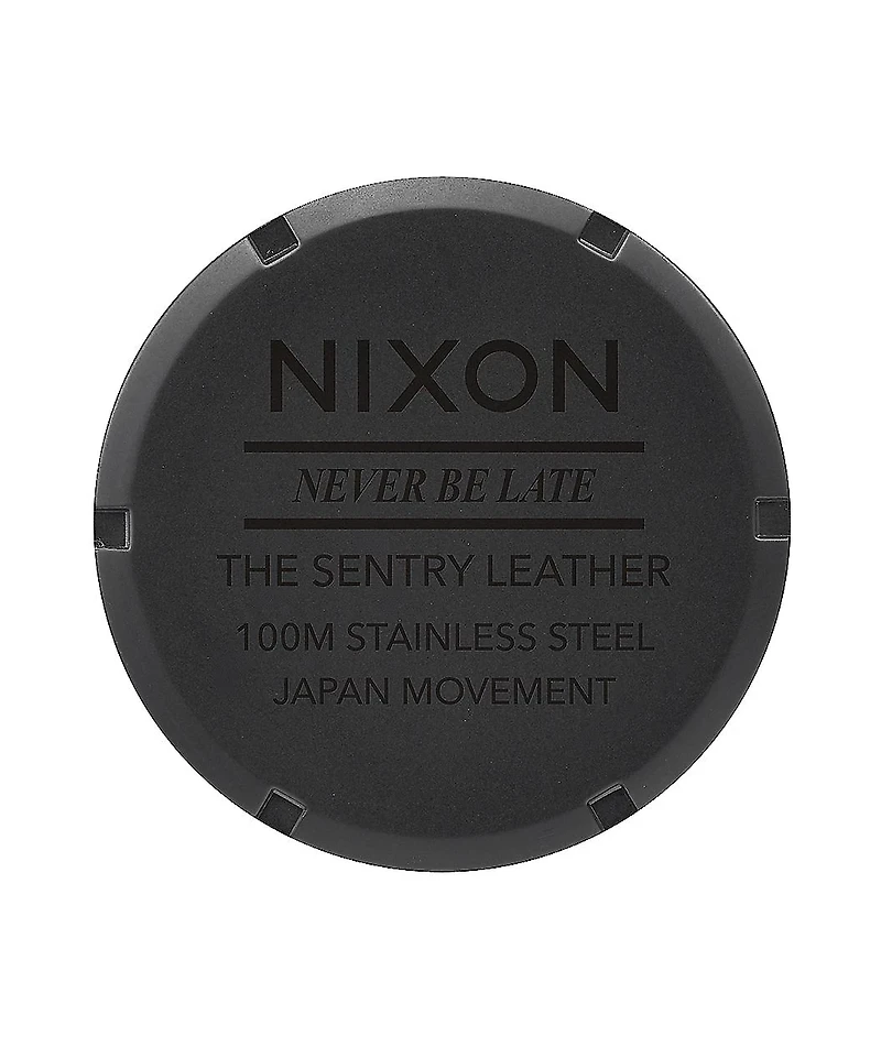 Nixon Sentry Leather Matte Black & Gold Watch