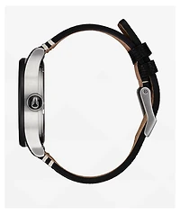 Nixon Sentry Leather Silver, Rosewood & Black Analog Watch