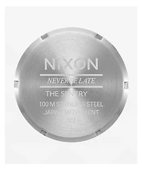 Nixon Sentry Leather Silver, Rosewood & Black Analog Watch