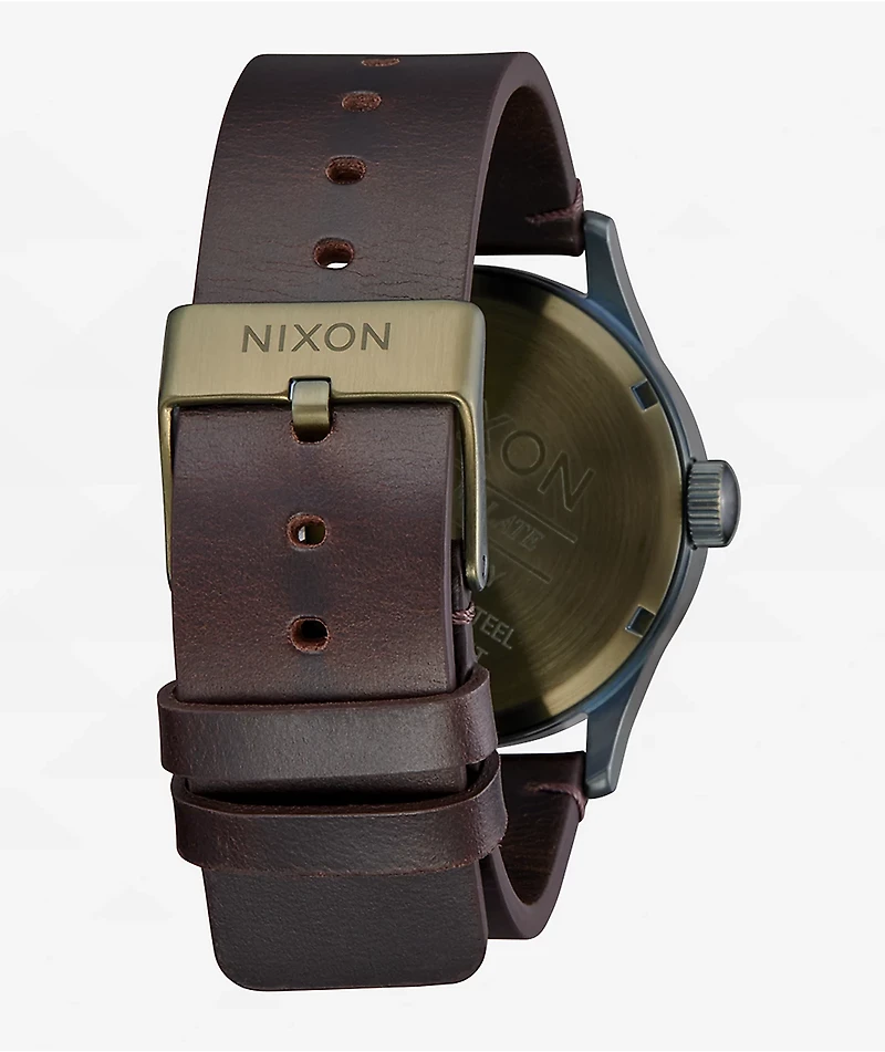 Nixon Sentry Leather Vintage White & Brown Analog Watch