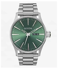 Nixon Sentry SS Stainless Steel & Sage Sunray Analog Watch