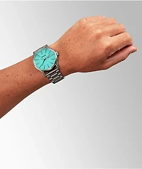 Nixon Sentry Silver & Turquoise Analog Watch