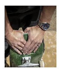 Nixon Sentry Solar Silver & Navy Sunray Analog Watch