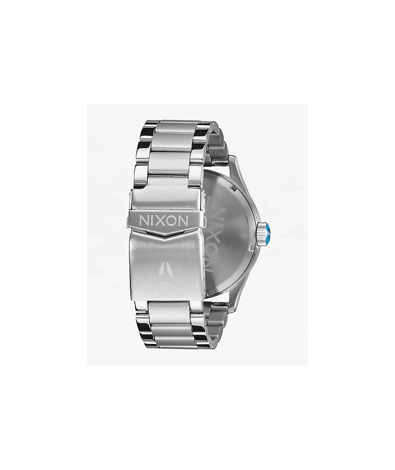 Nixon Sentry Stainless Steel Silver & Byron Blue Ombre Analog Watch