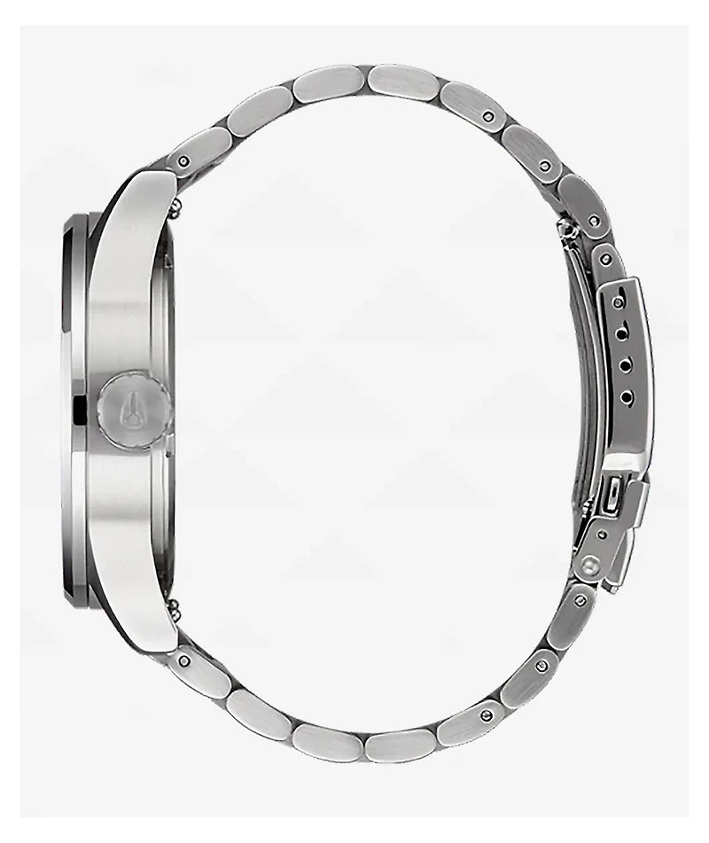 Nixon Sentry Stainless Steel Silver & Coral Analog Watch