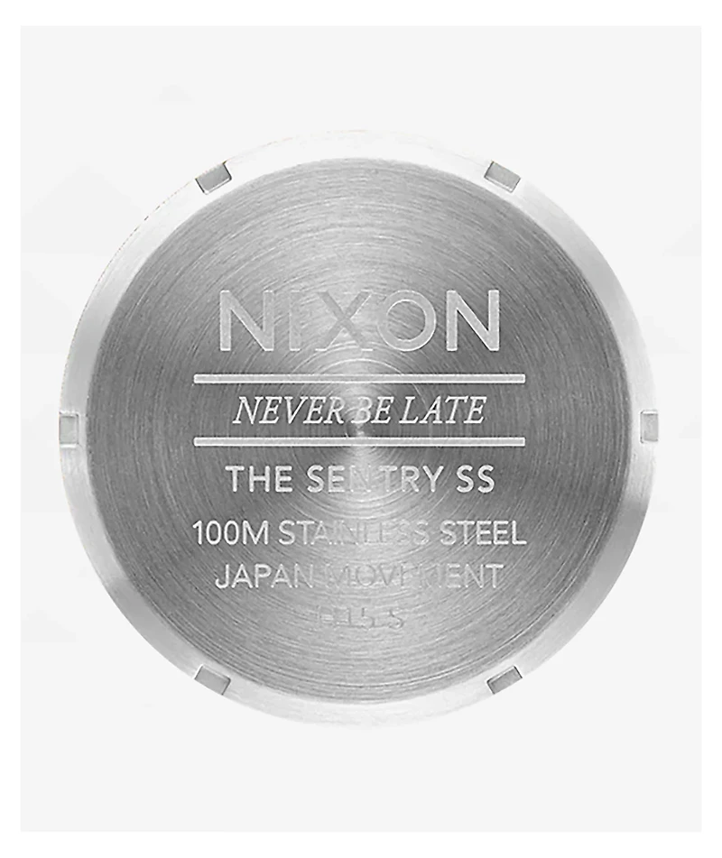 Nixon Sentry Stainless Steel Silver & Coral Analog Watch