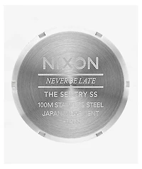 Nixon Sentry Stainless Steel Silver & Coral Analog Watch