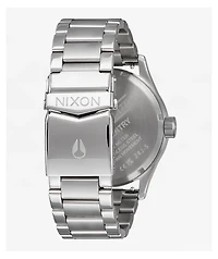 Nixon Sentry Stainless Steel Silver & Coral Analog Watch
