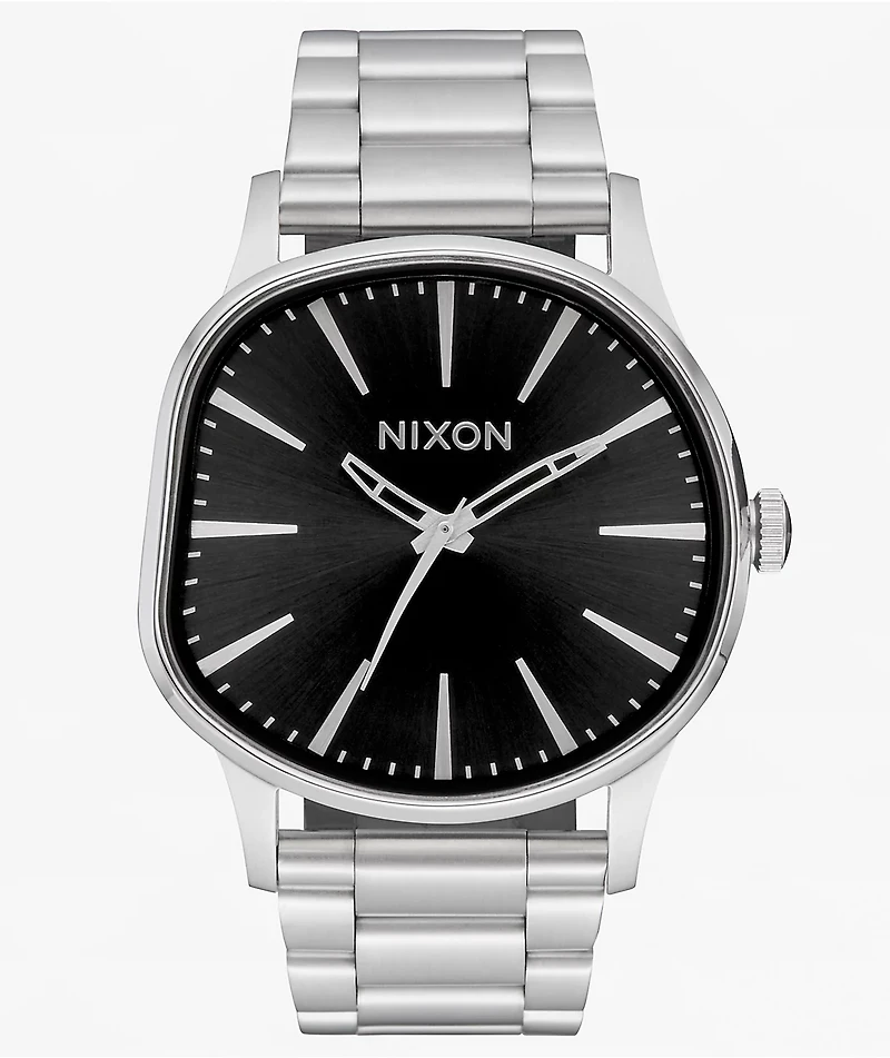 Nixon Sentry Wobble Silver & Black Sunray Analog Watch