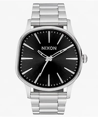 Nixon Sentry Wobble Silver & Black Sunray Analog Watch