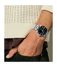 Nixon Sentry Wobble Silver & Black Sunray Analog Watch