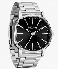 Nixon Sentry Wobble Silver & Black Sunray Analog Watch