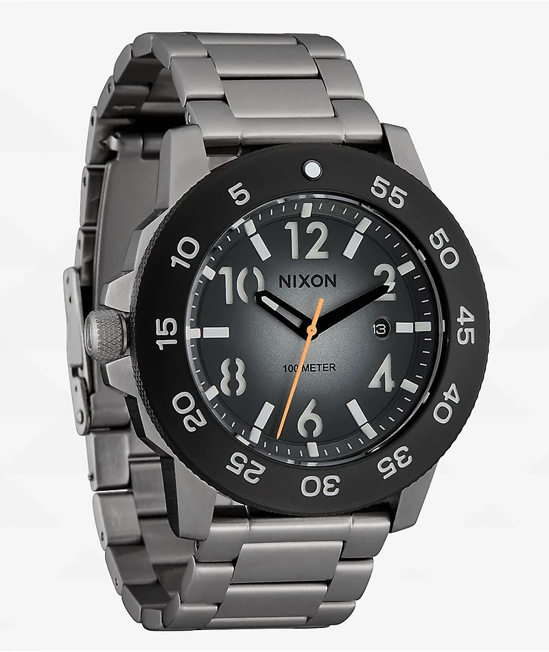 Nixon Smyth 44 Silver & Tunnel Black Ombre Analog Watch