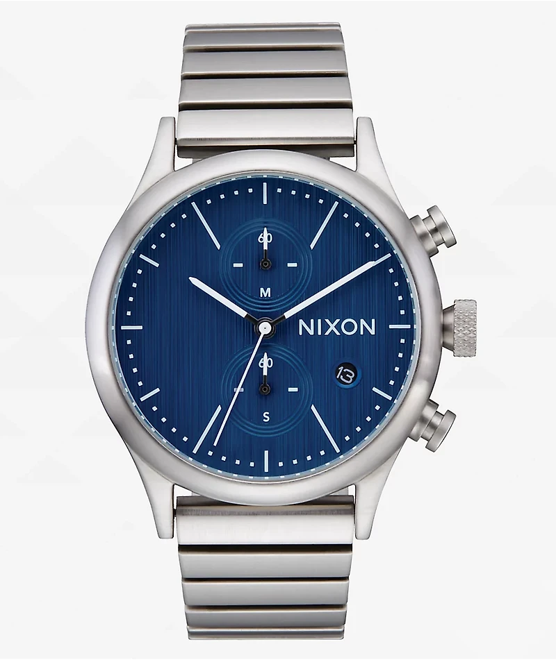 Nixon Station Chrono Silver & Indigo Analog Watch