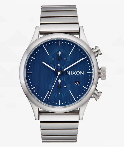 Nixon Station Chrono Silver & Indigo Analog Watch