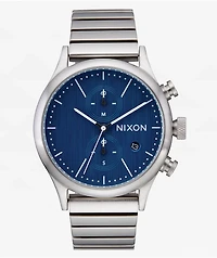 Nixon Station Chrono Silver & Indigo Analog Watch