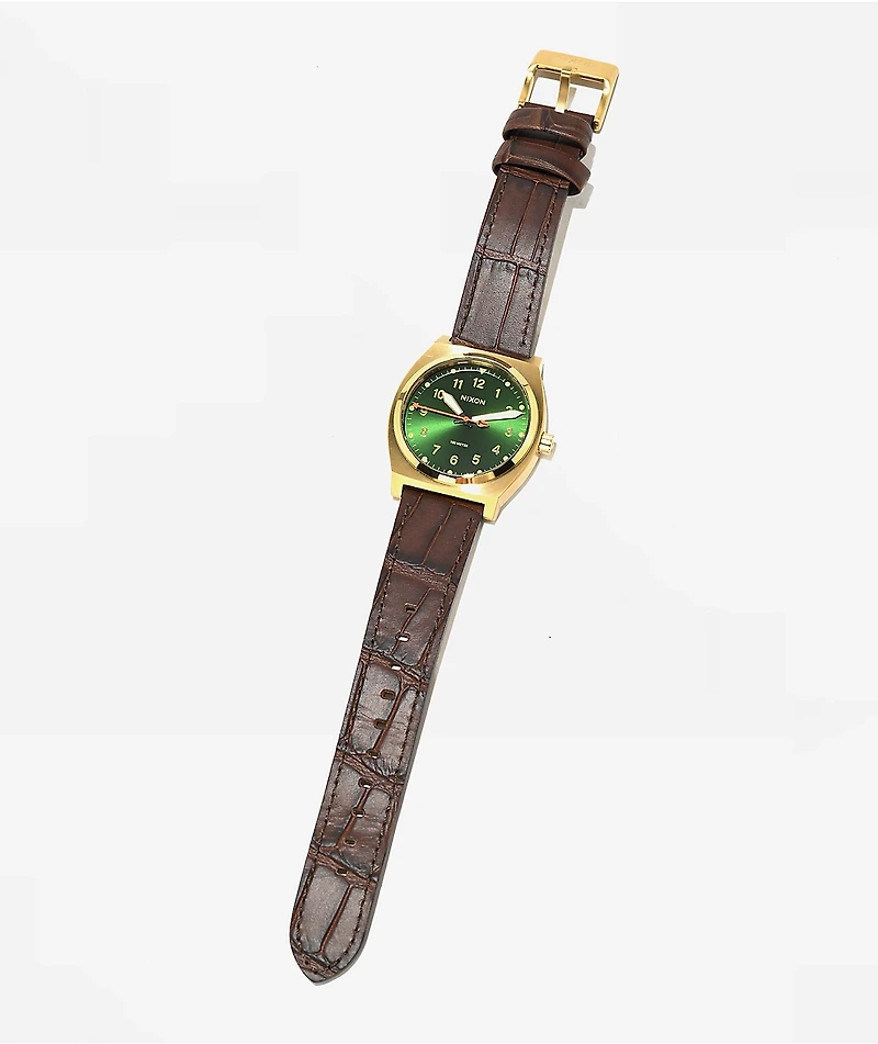 Nixon Time Teller Field Leather & Gold Analog Watch
