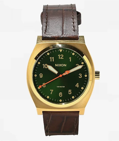 Nixon Time Teller Field Leather & Gold Analog Watch