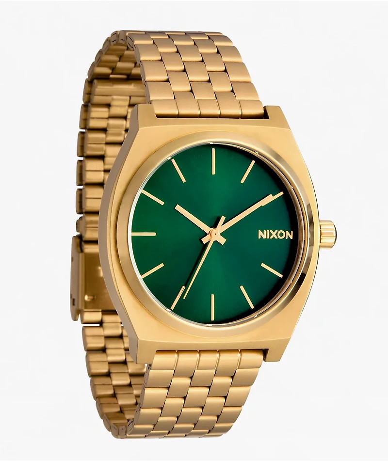 Nixon Time Teller Gold & Green Sunray Analog Watch