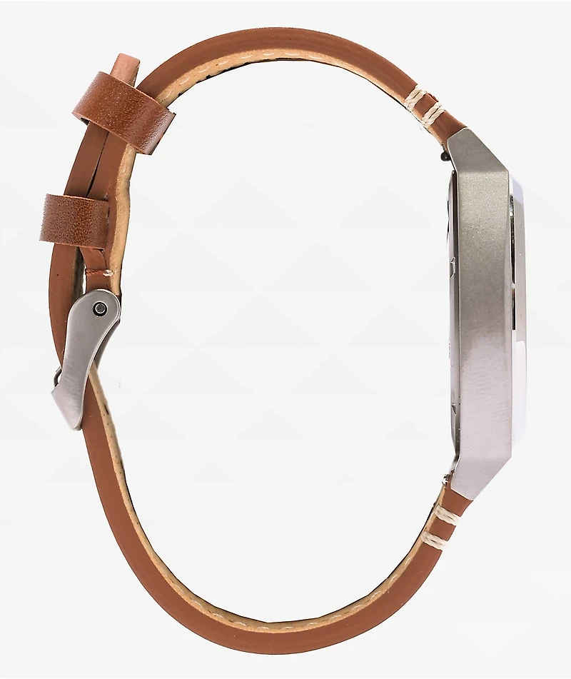 Nixon Time Teller Leather Light Gunmetal, Basalt & Sienna Analog Watch