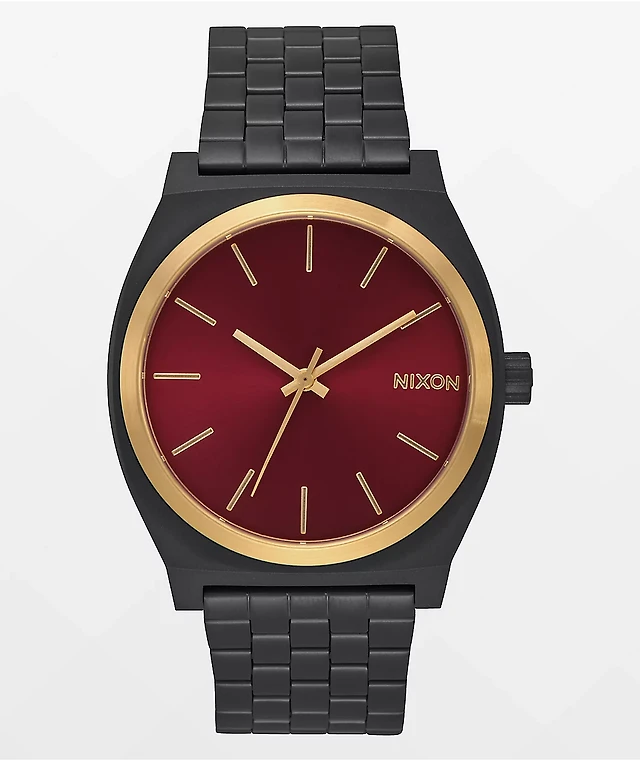 Nixon Time Teller Matte Black, Gold, Burgundy Watch Arden Fair