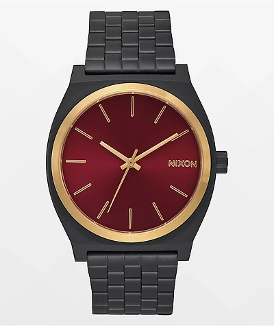 Nixon Time Teller Matte Black, Gold, & Burgundy Watch