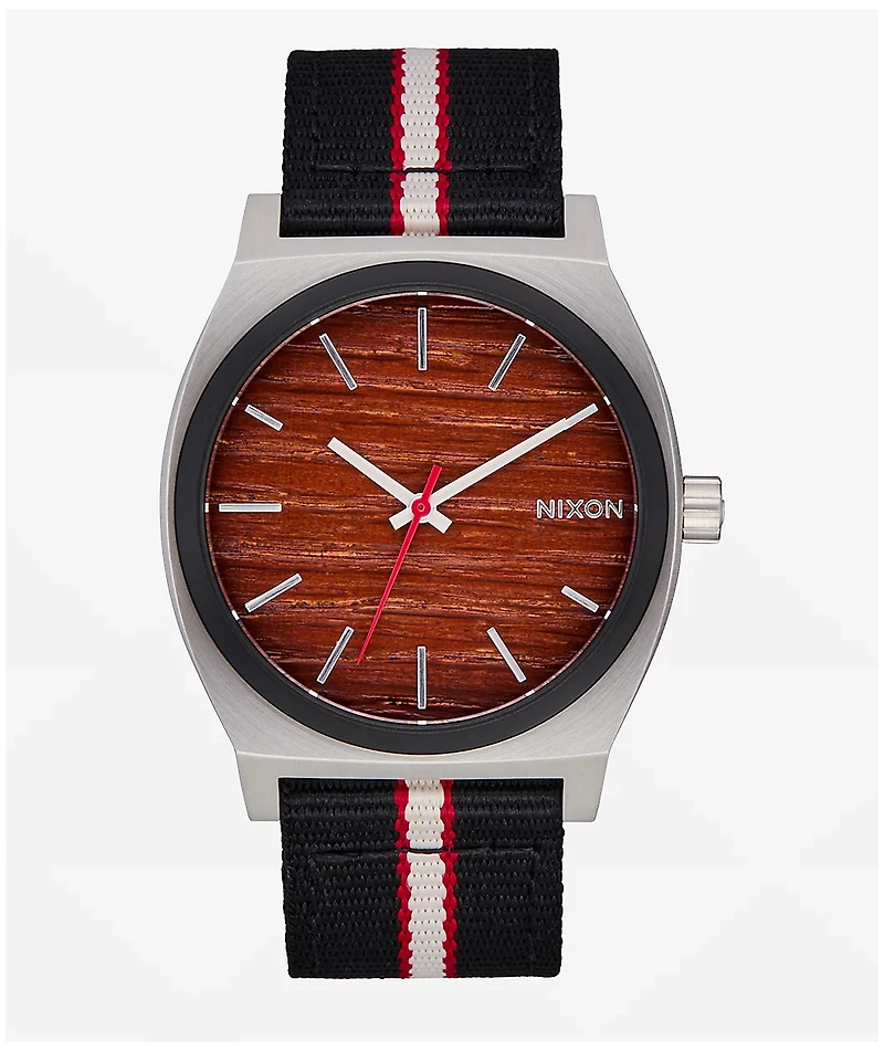 Nixon Time Teller Nylon Silver, Rosewood & Black Analog Watch