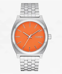 Nixon Time Teller Silver & Mandarin Analog Watch