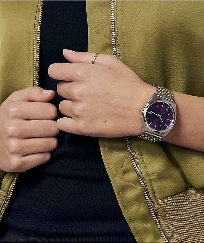 Nixon Time Teller Silver & Purple Sunray Analog Watch