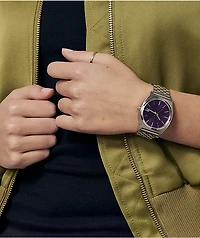 Nixon Time Teller Silver & Purple Sunray Analog Watch