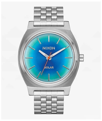 Nixon Time Teller Solar Silver & Rainbow Analog Watch