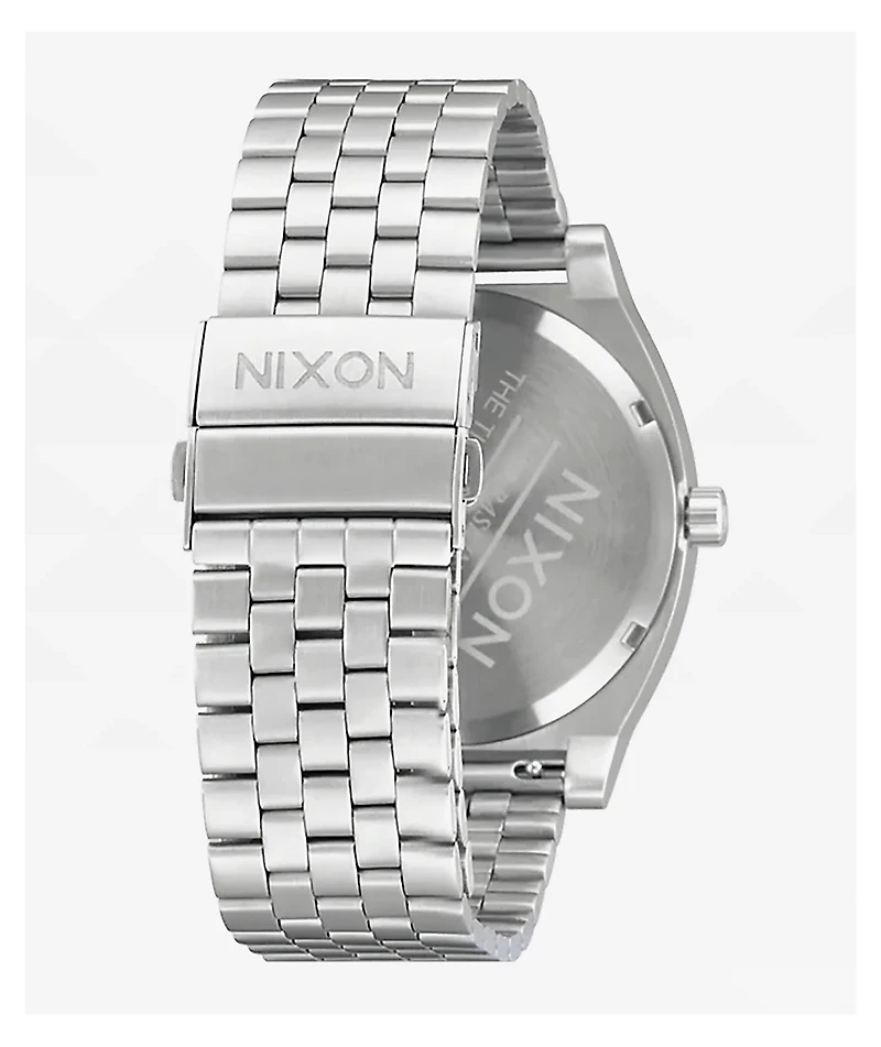 Nixon Time Teller Solar Silver & Salmon Analog Watch