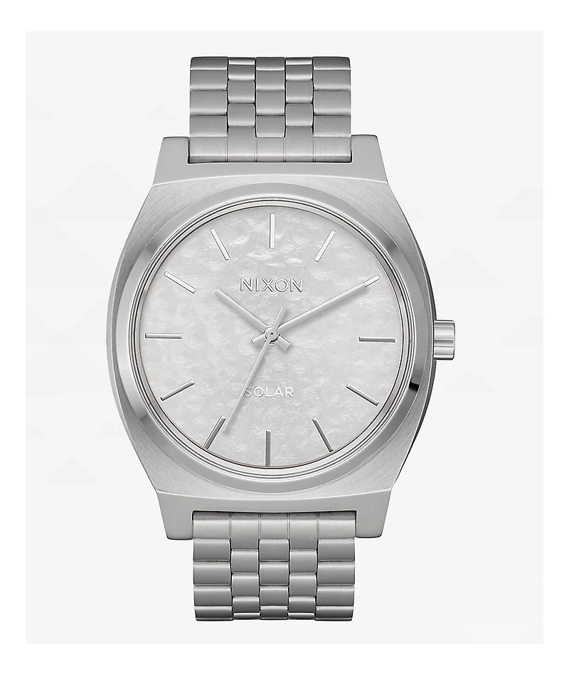 Nixon Time Teller Solar Silver & Snow Analog Watch