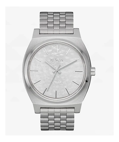Nixon Time Teller Solar Silver & Snow Analog Watch