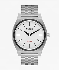 Nixon Time Teller Solar Silver & White Lume Analog Watch