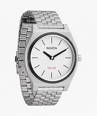Nixon Time Teller Solar Silver & White Lume Analog Watch