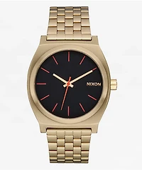 Nixon Time Teller Yellow Gold, Black, & Red Analog Watch