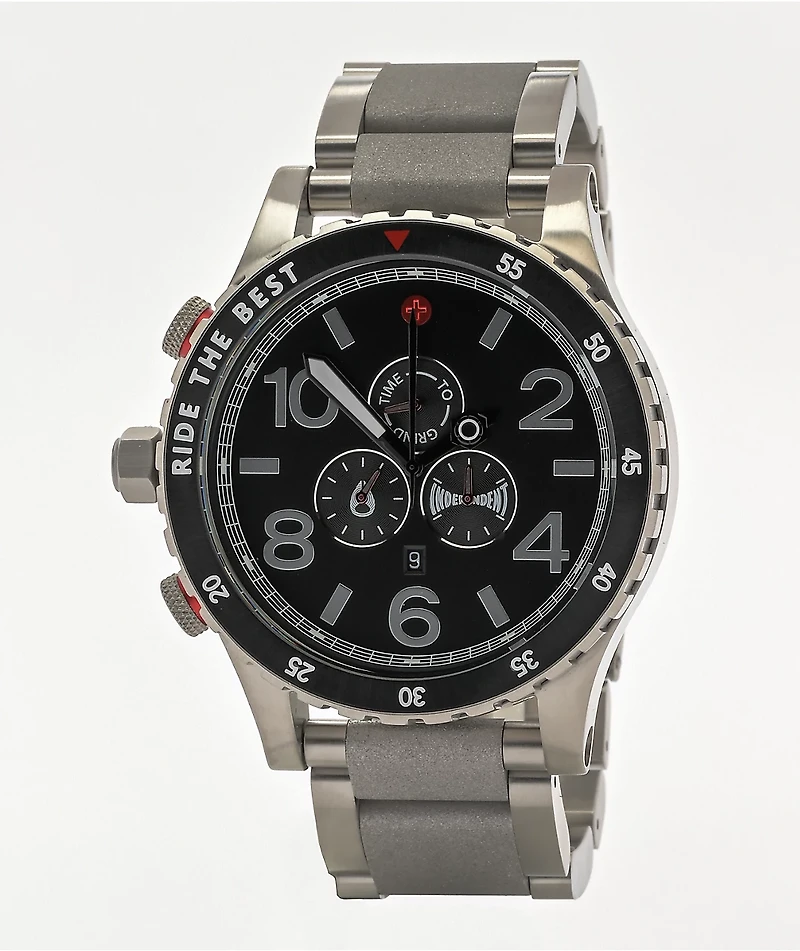 Nixon x Independent 51-30 Silver Chronograph Watch
