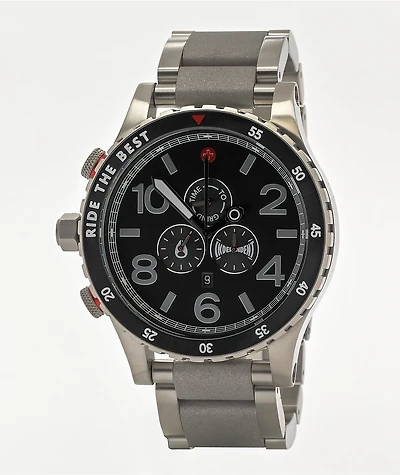 Nixon x Independent 51-30 Silver Chronograph Watch