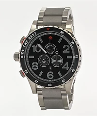 Nixon x Independent 51-30 Silver Chronograph Watch