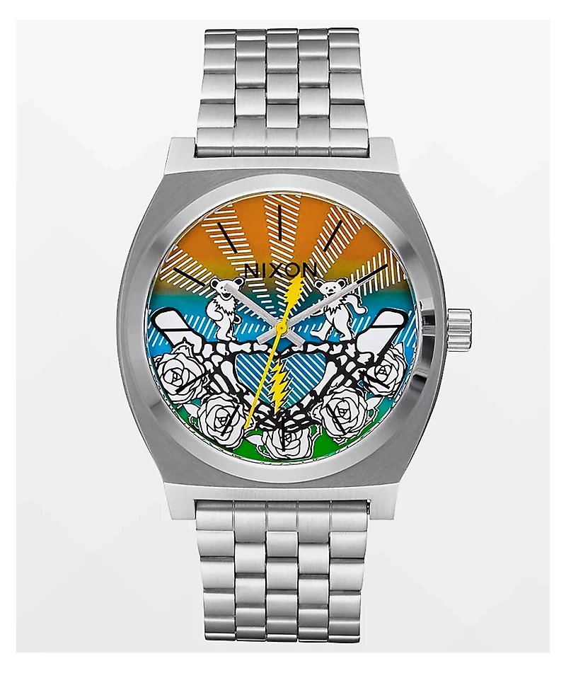 Nixon x The Grateful Dead Time Teller Bears & Roses Silver Analog Watch