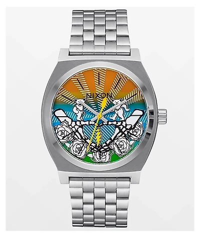 Nixon x The Grateful Dead Time Teller Bears & Roses Silver Analog Watch