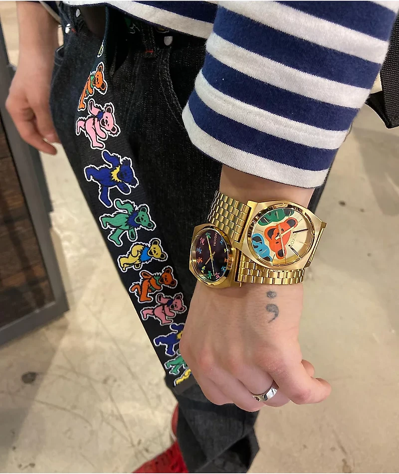 Nixon x The Grateful Dead Time Teller Dancing Bears Gold Analog Watch