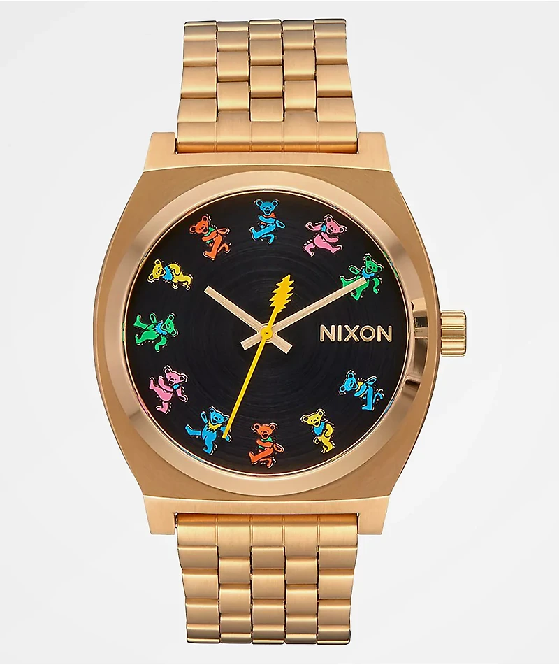 Nixon x The Grateful Dead Time Teller Dancing Bears Gold Analog Watch