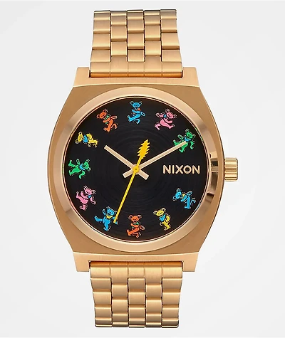 Nixon x The Grateful Dead Time Teller Dancing Bears Gold Analog Watch